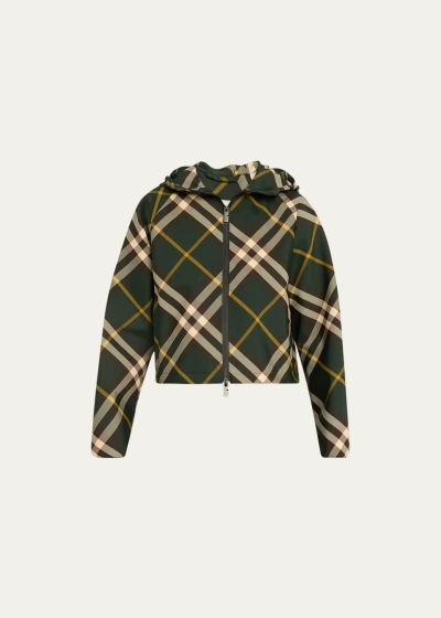 Burberry Check Hooded Jacket In Ivy Ip Check