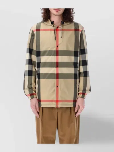 Burberry Reversible Check Recycled Polyester Hooded Jacket In Black