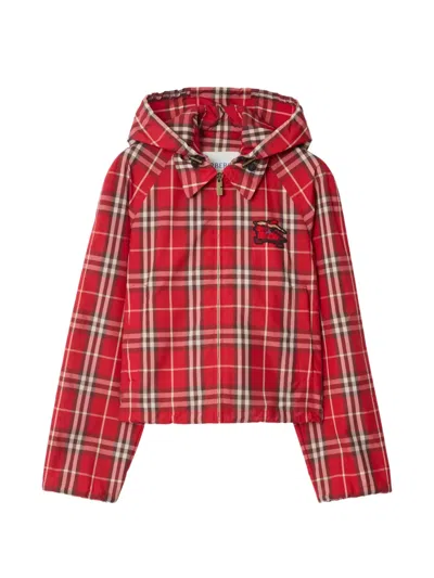 Burberry Newcott Check Ekd Jacket In Burgundy