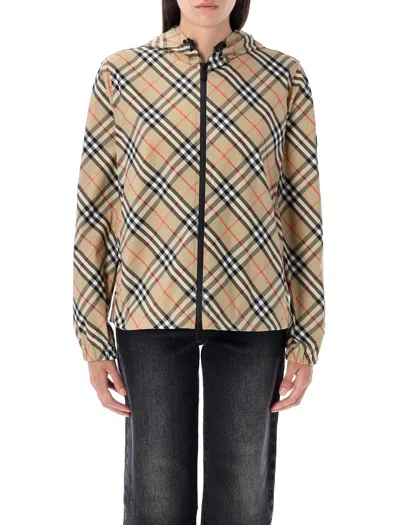 BURBERRY CHECK HOODED JACKET