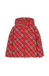 Burberry Check Hooded Puffer Coat In Red
