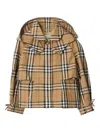 Burberry Check Cotton Hooded Trench Jacket In Brown