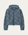 Burberry Women's Embroidered Polyester Reversible Jacket In Pewter Ip Check