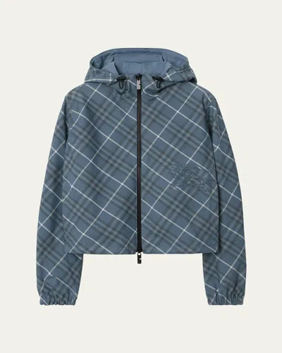 BURBERRY CHECK HOODED ZIP JACKET