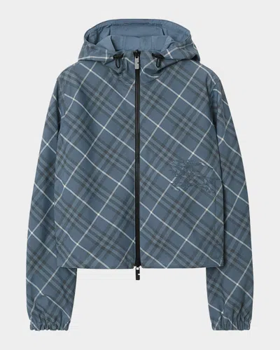 BURBERRY CHECK HOODED ZIP JACKET