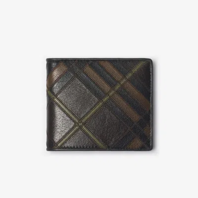 Burberry Check Intarsia Bifold Wallet In Brown