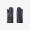 Burberry Check Intarsia Leather Gloves In Blue