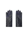 Burberry Check Intarsia Leather Gloves In Black