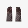 Burberry Check Intarsia Leather Gloves In Brown
