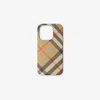 Burberry Check Iphone 15 Pro Case In Sand