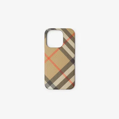 Burberry Check Iphone 15 Pro Case In Sand
