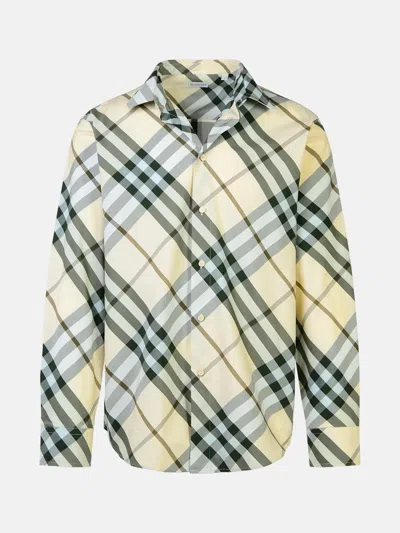 Burberry 'check' Ivory Alabaster Cotton Shirt In Multi