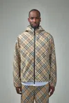 Burberry Beige Reversible Down Jacket With Hood And All-over Check Motif In Tech Fabric Man In Beige