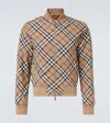 Burberry Signature Check Harrington Bomber Jacket In Beige