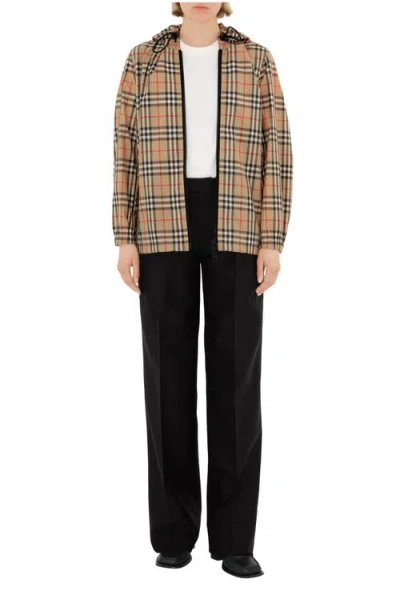 Burberry Check Jacket In Brown