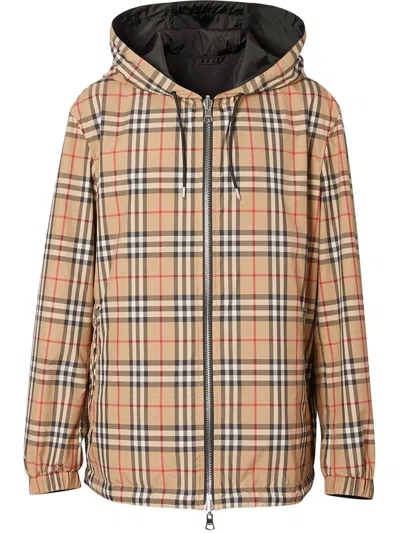 Burberry Check Jacket Clothing In Brown