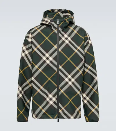 Burberry Plaid Hooded Coat With Zip Closure In Multi