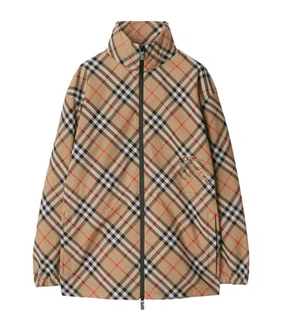 Burberry Check Jacket In Brown