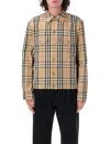 Burberry Tailored Cotton Jacket With Classic Plaid Pattern In Sand Ip Check