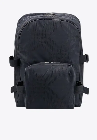 Burberry Check Jacquard Backpack In Black