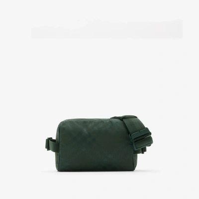 Burberry Check Jacquard Belt Bag In Green