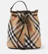 Burberry Medium Bucket Bag With Check Pattern In Beige