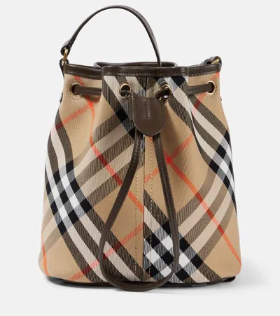 BURBERRY CHECK JACQUARD BUCKET BAG