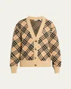 Burberry Check Jacquard Cashmere Cardigan In Sand Ip Check