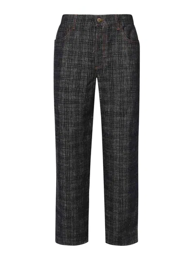 Burberry Check Jacquard Jeans In Blue