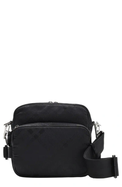 Burberry Check Jacquard Nylon Crossbody Bag In Black