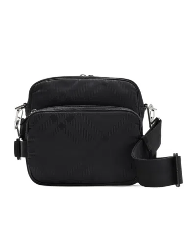 Burberry Check Jacquard Pocket Crossbody Bag In Black