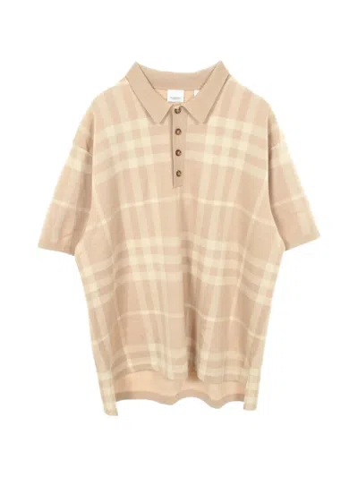 Pre-owned Burberry Check Jacquard Polo Shirt In Neutral
