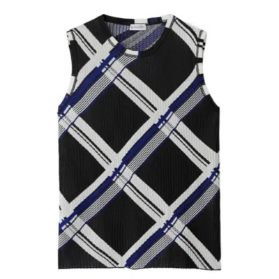 Burberry Check Jacquard Silk Vest In Black