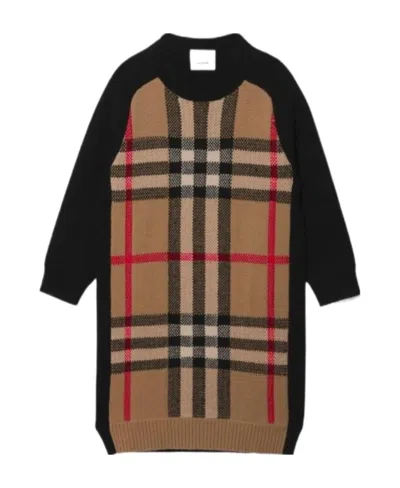 Burberry Check Jacquard Sweater Dress In Black