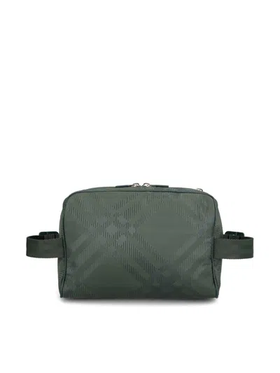 Burberry Check-jacquard Zipped Belt Bag In Vine