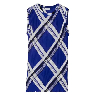 Burberry Check Jacquard-knitted Silk Vest In Blue