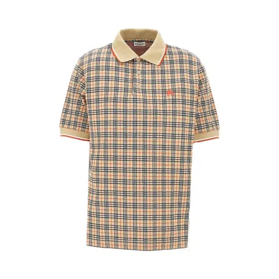 Burberry Polo In Misto Cotone Check In Multi