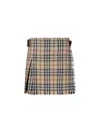 Burberry Skye Check Buckled Mini Wrap Skirt In Sand