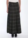 Burberry Kilt Long Skirt In Green/neutrals