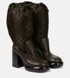Burberry Leather And Nylon Blend Wedge Boots In Multicoloured