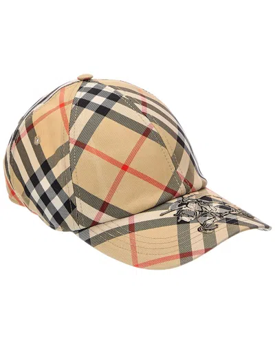 Burberry Check Knight Baseball Cap In Beige