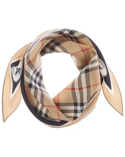 Burberry Checked Silk-twill Scarf In Brown
