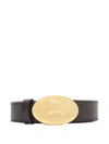 Burberry Check Knight-stamp Belt In Black