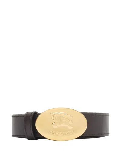 Burberry Check Knight-stamp Belt In Black