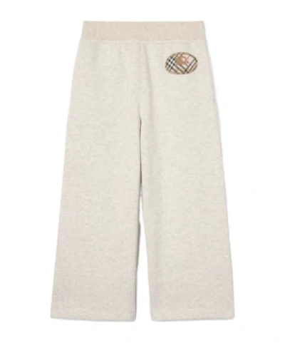 Burberry Kids' Check Knight Stamp Cotton Jogging Pants In White