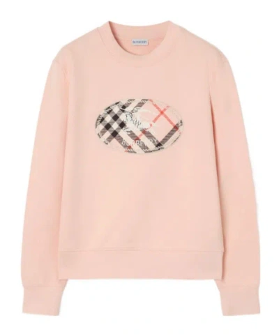 Burberry Check Knight Stamp Cotton Sweatshirt In Pink