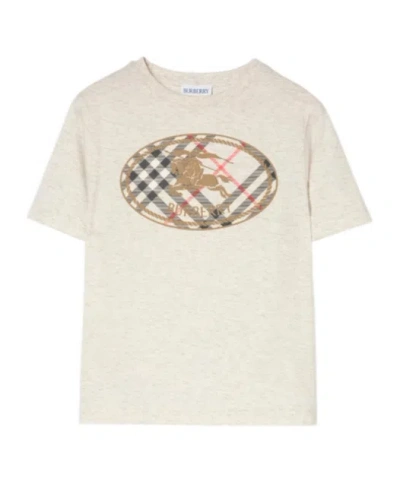 Burberry Kids' Check Knight Stamp Cotton T-shirt In Neutral