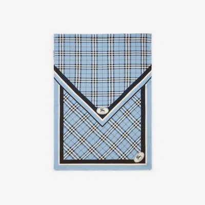Burberry Check Knight Stamp Silk Scarf In Blue