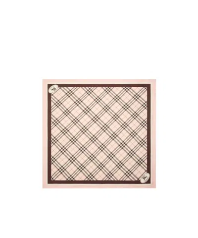Burberry Check Knight Stamp Silk Scarf In Pink