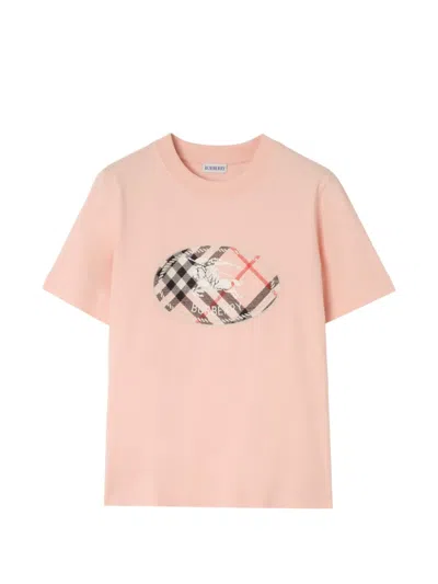 Burberry Check Knight-stamp Cotton T-shirt In Pink